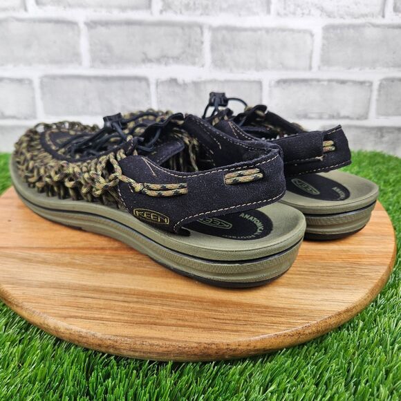 Keen Woven Bungee Cord Sandals Mens Size 10.5 Green Black Drawstring  1013890
